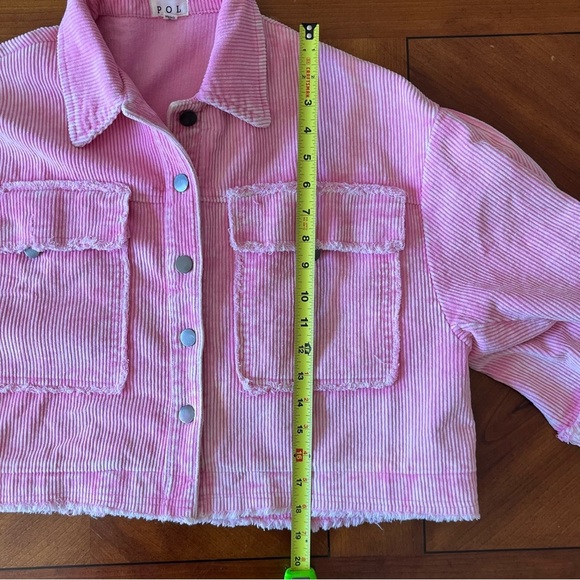 POL Pink Corduroy Oversized Cropped Jacket Size Medium 100% Cotton Shacket - Picture 11 of 13